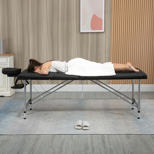 Table De Massage Pliante En Cuir Professionnel, Réglable En Hauteur, Charge Jusqu'à 130kg, Noir