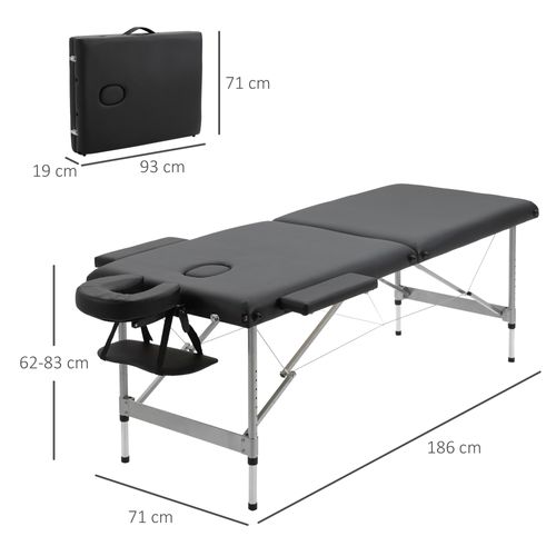 Table De Massage Pliante En Cuir Professionnel, Réglable En Hauteur, Charge Jusqu'à 130kg, Noir