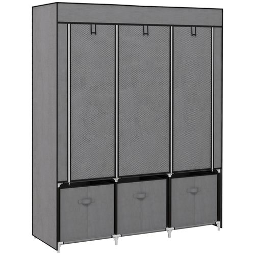 Armoire Pliable En Tissu, Tissu Non Tissé, Avec Fermeture Éclair, Gris Foncé, 125x43x162,5cm