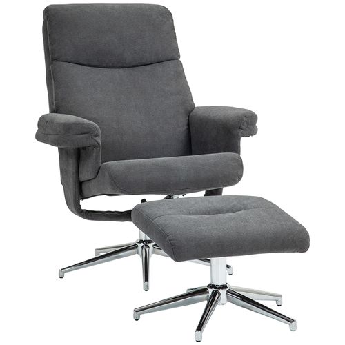 Fauteuil Relax Avec Repose-pieds, Tissu Effet Velours, Jusqu’à 150 Kg, Salon, Gris Foncé