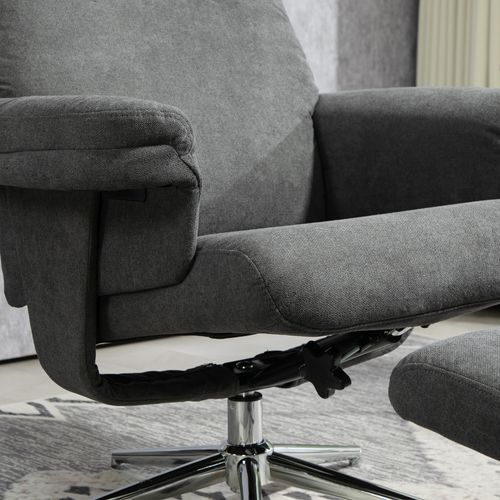 Fauteuil Relax Avec Repose-pieds, Tissu Effet Velours, Jusqu’à 150 Kg, Salon, Gris Foncé