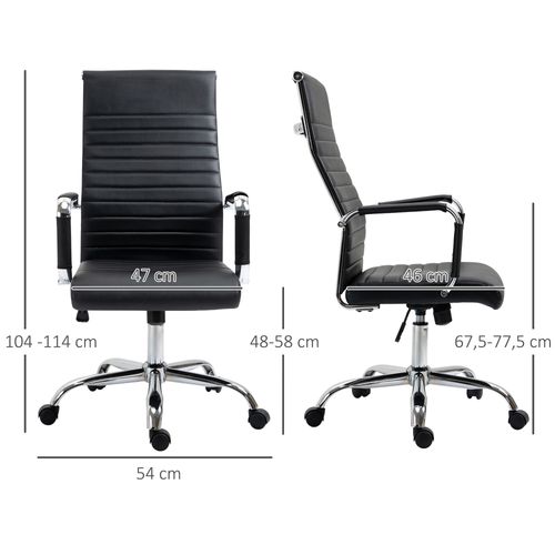 Chaise De Bureau Ergonomique, Fauteuil De Direction, Fonction Bascule, Similicuir, Noir