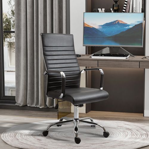 Chaise De Bureau Ergonomique, Fauteuil De Direction, Fonction Bascule, Similicuir, Noir