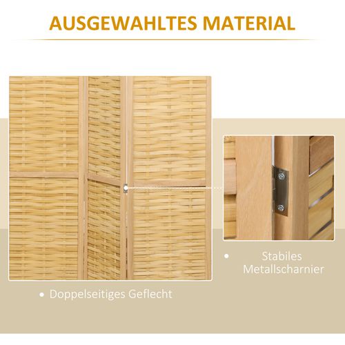 Paravent 3 Panneaux Pliable En Bambou, Protection De Vue, 120x170cm, Naturel