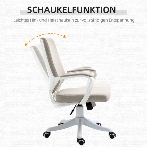 Fauteuil De Bureau Ergonomique, Support Lombaire, Réglable, Jusqu’à 120 Kg, Beige