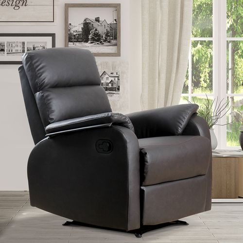 Fauteuil Relax Inclinable En Similicuir, Ergonomique, Canapé De Salon Ou Bureau, Brun