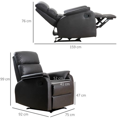Fauteuil Relax Inclinable En Similicuir, Ergonomique, Canapé De Salon Ou Bureau, Brun