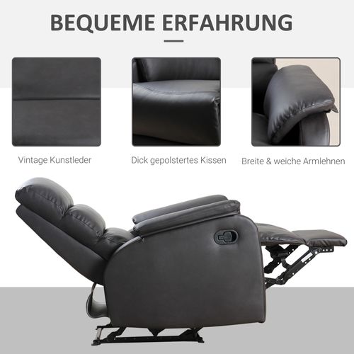 Fauteuil Relax Inclinable En Similicuir, Ergonomique, Canapé De Salon Ou Bureau, Brun