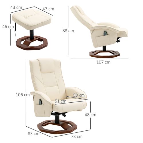 Chaise Longue De Massage En Similicuir Et Acier 73x83x106 Cm Pivotante Avec Repose-pieds