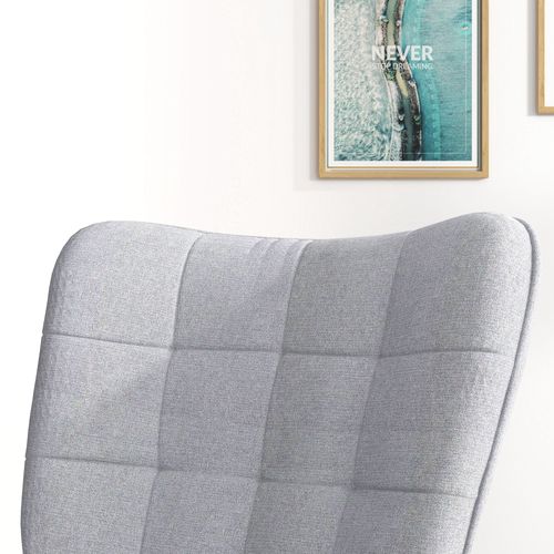 Fauteuil à Bascule Avec Repose-pieds, Lin, Jusqu’à 130 Kg, Gris Clair