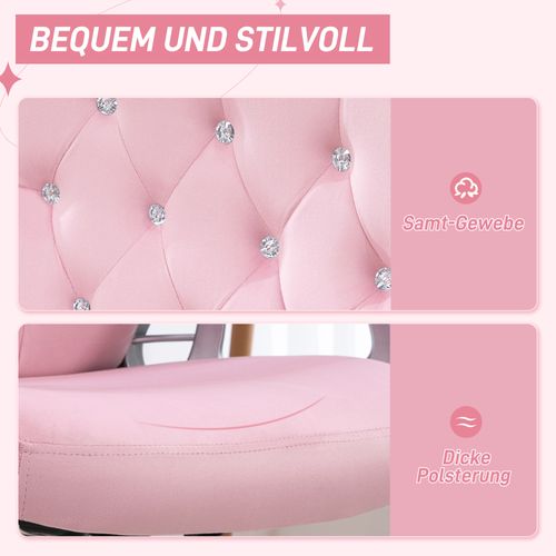 Chaise De Bureau Pour Femmes, Fonction Bascule, Réglable, Jusqu’à 120 Kg, Rose