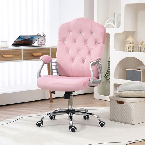 Chaise De Bureau Pour Femmes, Fonction Bascule, Réglable, Jusqu’à 120 Kg, Rose