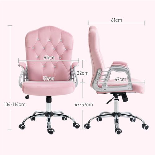 Chaise De Bureau Pour Femmes, Fonction Bascule, Réglable, Jusqu’à 120 Kg, Rose