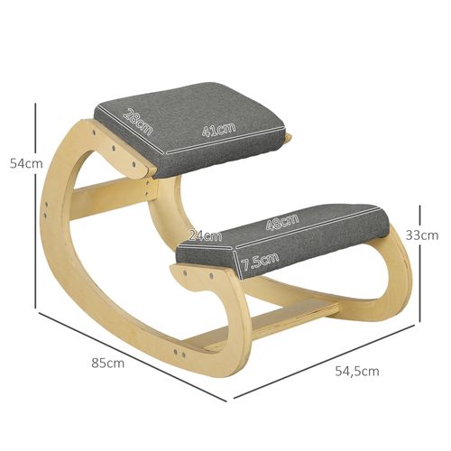 Siège Ergonomique En Tissu, Tabouret à Genoux Pivotant, Améliore La Posture, Gris