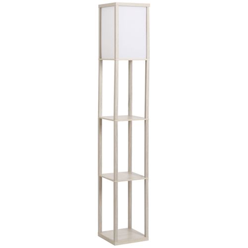 Lampadaire Mdf Et Acrylique Avec 3 Étagères, E27 Jusqu'à 40w, Érable Et Blanc