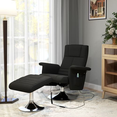 Fauteuil Relax En Tissu Et Acier 8 Points Massage 360° Rotation Avec Repose-pieds Et Télécommande