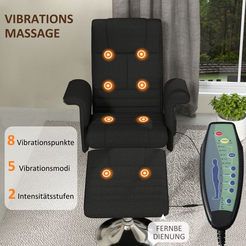 Fauteuil Relax En Tissu Et Acier 8 Points Massage 360° Rotation Avec Repose-pieds Et Télécommande