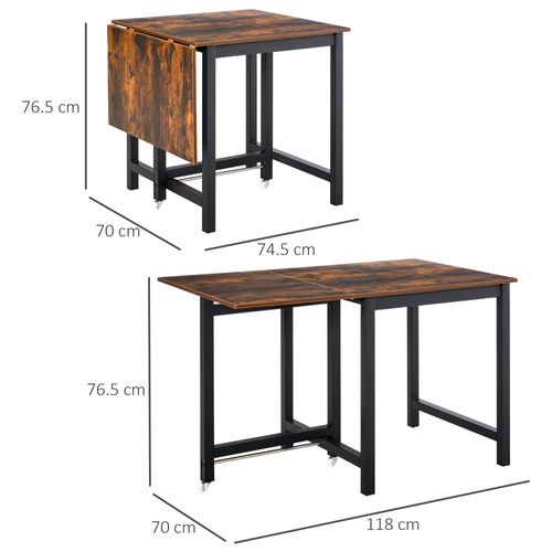 Table Pliante Extensible, Avec Roulettes, Charge Jusqu’à 20 Kg, Pour Cuisine, 118 X 70 X 76,5 Cm