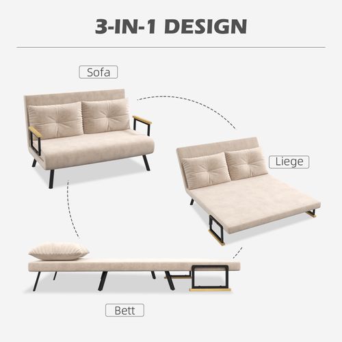 Fauteuil-lit Relax Avec Fonction Lit, Canapé Pliable, Coussins, Dossier Inclinable,102x73x81 Cm