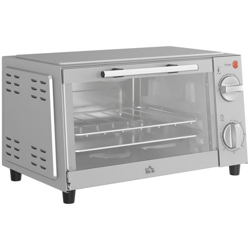 Mini Four 9l Acier Inoxydable Avec Plaque De Cuisson, Grille, 100 °c-230 °c, Minuteur 60 Min, Argent