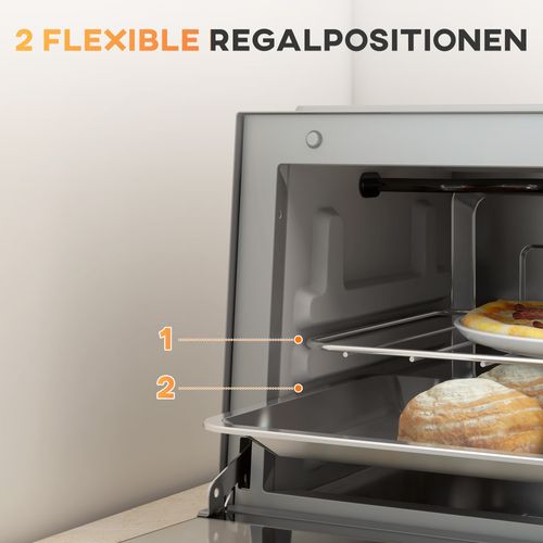 Mini Four 9l Acier Inoxydable Avec Plaque De Cuisson, Grille, 100 °c-230 °c, Minuteur 60 Min, Argent