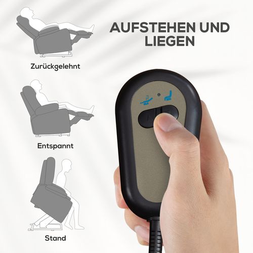 Fauteuil TV En Tissu Effet Lin, Électrique, Avec Aide Au Levage, Télécommande, Poches