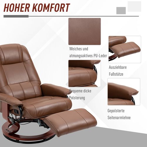 Fauteuil Relax En Similicuir, Inclinable, Repose-pieds, Avec Accoudoirs, Pour Salon