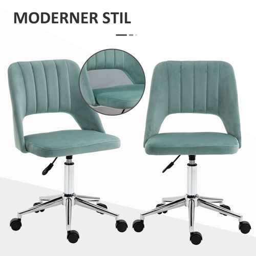 Chaise De Bureau Sans Accoudoirs, Pivotante, Réglable, Imitation Velours, Vert