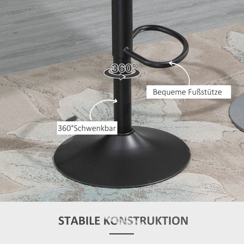 2 Tabourets De Bar Pivotants Avec Repose-pieds, Simili Cuir, Métal, 44 X 49 X 90-110 Cm, Gris