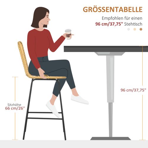 Tabourets De Bar 2 Pièces En Rotin Pe, Design Bohème Avec Repose-pieds, Jaune + Noir