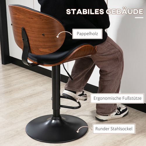 2 Tabourets De Bar Réglables En Hauteur, Simili Cuir, Pivotants, Pour Cuisine Et Salle à Manger,noir