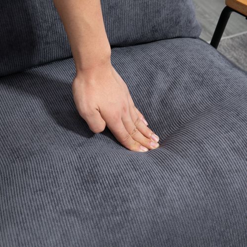 Fauteuil Oreiller Avec Repose-pieds, Dossier Inclinable, Coussin, TV, Rembourré, Gris