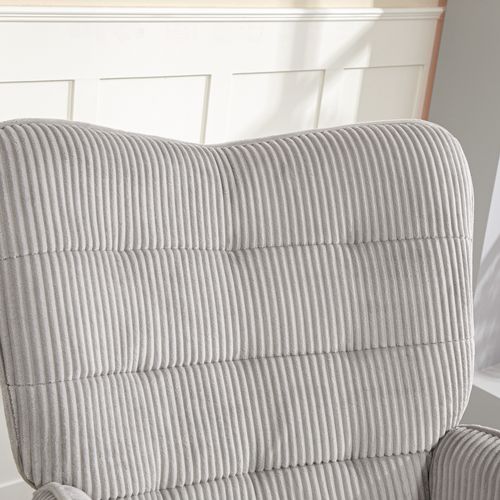 Fauteuil à Bascule, Cordage, Accoudoirs, Pieds En Bois, Gris Clair, Pour Salon