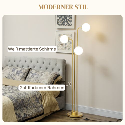 Lampe Sur Pied En Métal Avec Abat-jours Rotatifs, 120w, 1,65 M, Interrupteur Pied, Or
