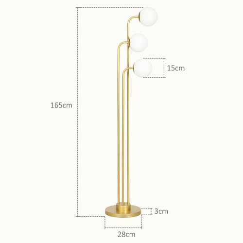 Lampe Sur Pied En Métal Avec Abat-jours Rotatifs, 120w, 1,65 M, Interrupteur Pied, Or