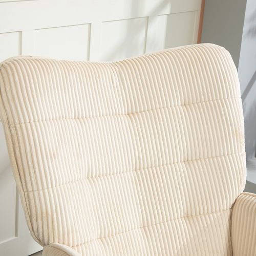 Fauteuil à Bascule, Cordage, Accoudoirs, Pieds En Bois, Beige, Pour Salon