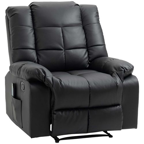 Fauteuil Relax Électrique En Similicuir Bois Et Acier 94x99x99 Cm Avec Fonction Massage ,noir