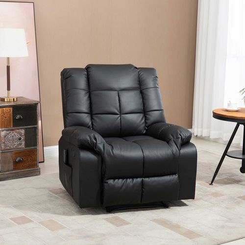 Fauteuil Relax Électrique En Similicuir Bois Et Acier 94x99x99 Cm Avec Fonction Massage ,noir