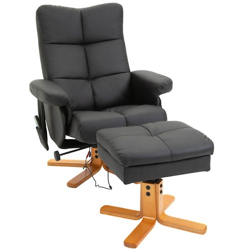 Fauteuil Relax En Polyester 80x86x99 Cm Avec Repose-pieds Rangement 145° Inclinaison ,noir