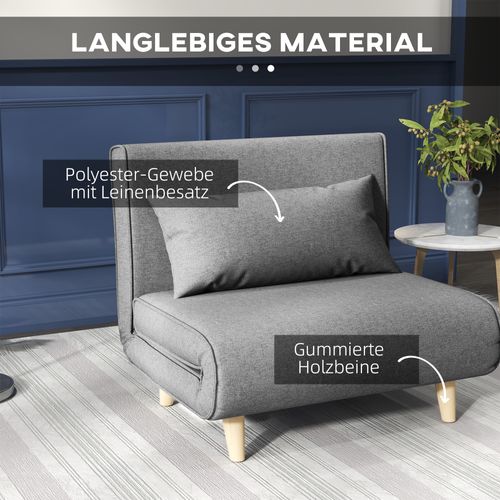 Canapé-lit 1 Place, Petit Canapé Pliable Avec Dossier Inclinable, Style Scandinave,95x95x80 Cm