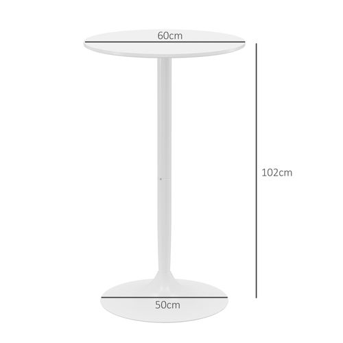 Table Bar Ronde Acier 60 Cm Réglable En Hauteur Design Compact, Blanc