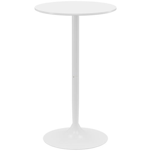 Table Bar Ronde Acier 60 Cm Réglable En Hauteur Design Compact, Blanc