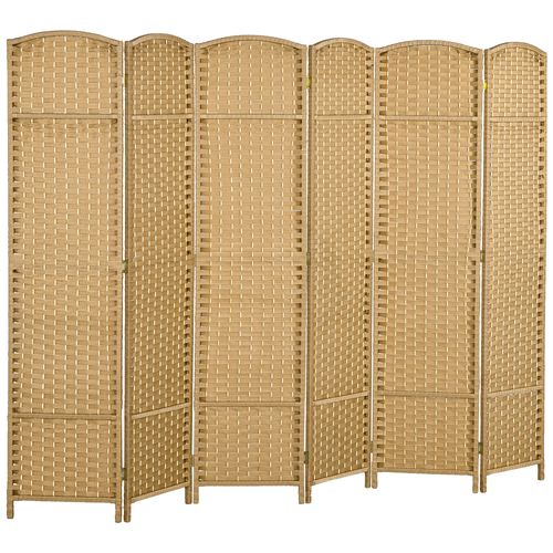 Paravent Pliable En Bambou 6 Panneaux 240 X 170 Cm, Séparateur De Pièce Naturel