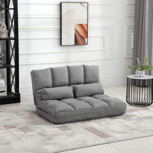 Fauteuil Et Lit 2-en-1 En Acier Et Velours Gris, Réglable En 3 Positions, 102x73x60cm