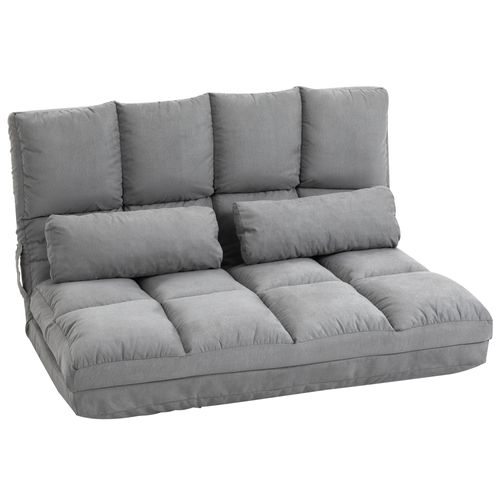 Fauteuil Et Lit 2-en-1 En Acier Et Velours Gris, Réglable En 3 Positions, 102x73x60cm