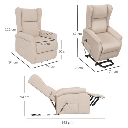 Fauteuil Relax Électrique Avec Inclinaison, Fauteuil Senior Avec Aide à La Montée, Crème