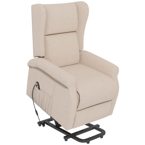 Fauteuil Relax Électrique Avec Inclinaison, Fauteuil Senior Avec Aide à La Montée, Crème