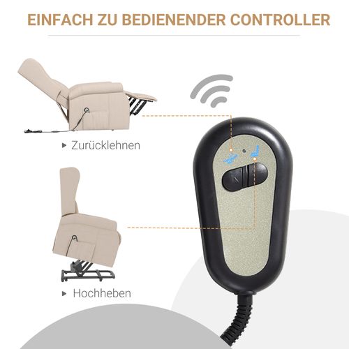 Fauteuil Relax Électrique Avec Inclinaison, Fauteuil Senior Avec Aide à La Montée, Crème