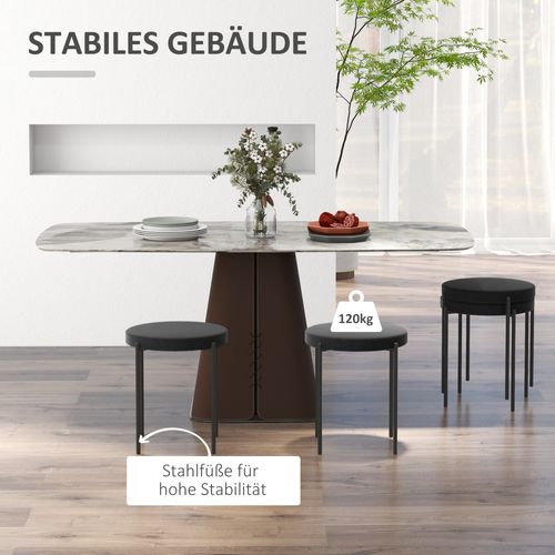 Tabourets Salle à Manger Velours Et Métal 4 Pièces Empilables, Assise Rembourrée,  Noir