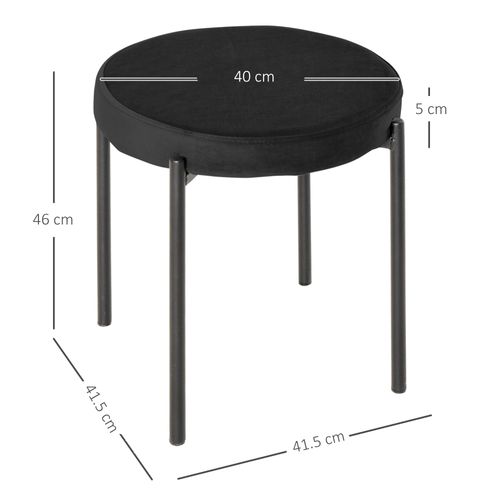 Tabourets Salle à Manger Velours Et Métal 4 Pièces Empilables, Assise Rembourrée,  Noir